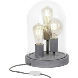Tischleuchte 23,5cm, 3x E27 max. 25W, Glas / Holz, grau / transparent - 1