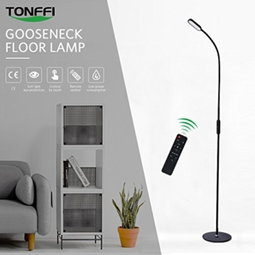 Tonffi Fernbedienung Stehleuchte dimmbar 9W LED mit Touch-Schalter Schwanenhals 360 drehbarem 5 Helligkeitsstufen schwarz - 2