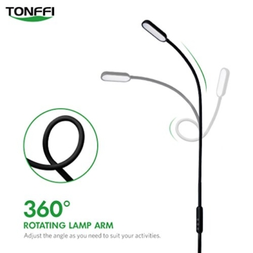 Tonffi Fernbedienung Stehleuchte dimmbar 9W LED mit Touch-Schalter Schwanenhals 360 drehbarem 5 Helligkeitsstufen schwarz - 3
