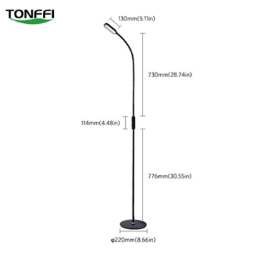 Tonffi Fernbedienung Stehleuchte dimmbar 9W LED mit Touch-Schalter Schwanenhals 360 drehbarem 5 Helligkeitsstufen schwarz - 8