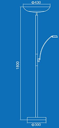 Trango TG1516 LED Stehleuchte, Stehlampe mit 24 Watt - 2350 Lumen gesamt Lichtleistung, stufenlos dimmbar - Lesearm ist schwenkbar - 4