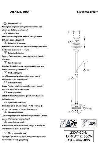 Trio Leuchten 4344021-24 Halogen-Fluter 1xR7S 230W mit Leseleuchte 28W G9, einzeln dimmbar, Höhe: 180cm, rostfarbig - 3