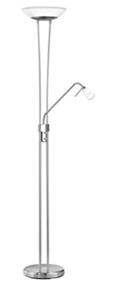 Trio-Leuchten 438410207 Deckenfluter in Nickel matt, Glas opal matt weiß mit klarem Rand, Fluter inklusive 1xR7S 230W, Lesearm inklusive 1xG9 28W, Fluter und Lesearm getrennt dimmbar, Lesearm mit 2x Flexgelenk, Höhe 180 cm - 1