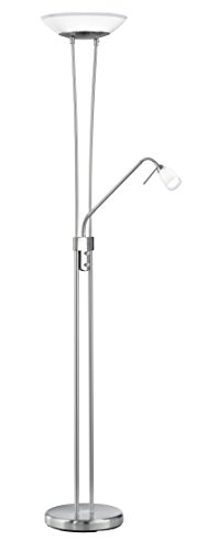 Trio-Leuchten 438410207 Deckenfluter in Nickel matt, Glas opal matt weiß mit klarem Rand, Fluter inklusive 1xR7S 230W, Lesearm inklusive 1xG9 28W, Fluter und Lesearm getrennt dimmbar, Lesearm mit 2x Flexgelenk, Höhe 180 cm - 1