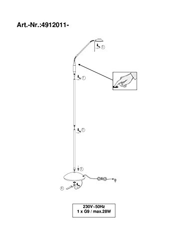 Trio Leuchten Halogen-Stehleuchte in Messing matt 4912011-08 - 3