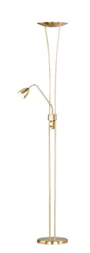Trio Leuchten LED-Fluter in Messing matt, inklusive 1 x 20W LED und 1 x 5W LED, Fluter und Lesearm getrennt dimmbar, Höhe - 180 cm 426410208 - 1