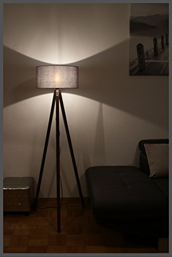 Tripod Lampe Stehlampe Standleuchte Stehleuchte Deckenfluter / gewebter Stoffschirm Grau / Braun / H: 150cm Samarkand-Lights - 2
