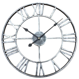 TXXCI 50CM/20 Zoll Einfacher Stil Metall Nicht-Tickende Großen Wanduhr Für Wohnzimmer Schlafzimmer- Silber - 1