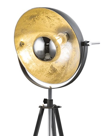 Vintage Stehleuchte mit beweglichen Schirm Stehlampe Standlampe Dreibein (Höhenverstellbar, Studio-Lampe, Strahler, Metallic, Fassung E27) - 2