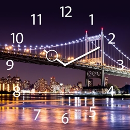 Wanduhr aus Glas, NY City Lights, Brücke bei Nacht, 30x30 cm von Eurographics - 1