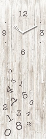 Wanduhr aus Glas, Timeless III, weiße Holzoptik, Vintage, 20x60 cm von Eurographics - 1