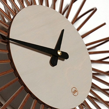 Wanduhr Circulo S: moderne Design Wanduhr aus Holz. Vollkommen geräuschlos für Wohnzimmer, Küche, Schlafzimmer, Flur und Büro Taupe - 2