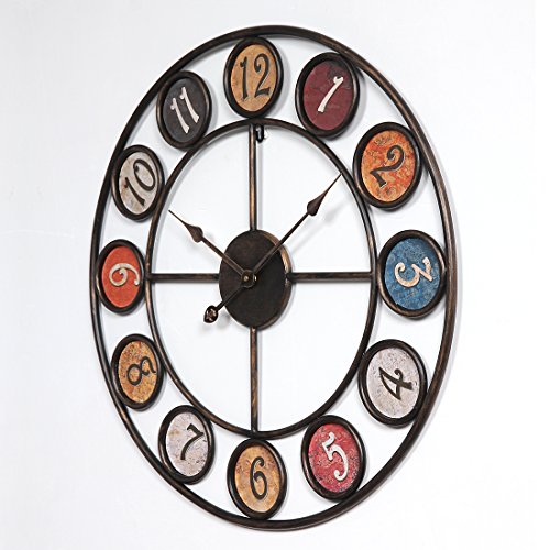 Wanduhr Groß xxl 60cm, CT-Tribe 60cm Vintage Lautlos Metall Uhr Wanduhr Haus Dekoration für Küche Wohnzimmer - 2
