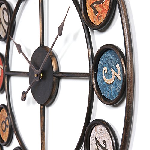 Wanduhr Groß xxl 60cm, CT-Tribe 60cm Vintage Lautlos Metall Uhr Wanduhr Haus Dekoration für Küche Wohnzimmer - 4