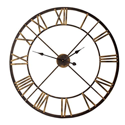 Wanduhr mit römischen Ziffern analog Metall 80 cm Ø messingfarben - 1 Wanduhr mit römischen Ziffern analog Metall 80 cm Ø messingfarben - 1