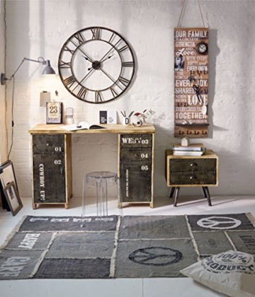 Wanduhr mit römischen Ziffern analog Metall 80 cm Ø messingfarben - 2