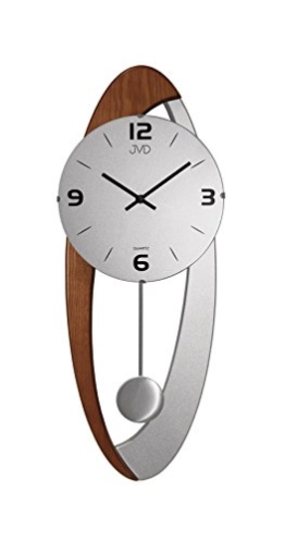 Wanduhr Pendel Uhren Eiche Silber Holzgehäuse Wohnzimmer Esszimmer gut lesbar - 1