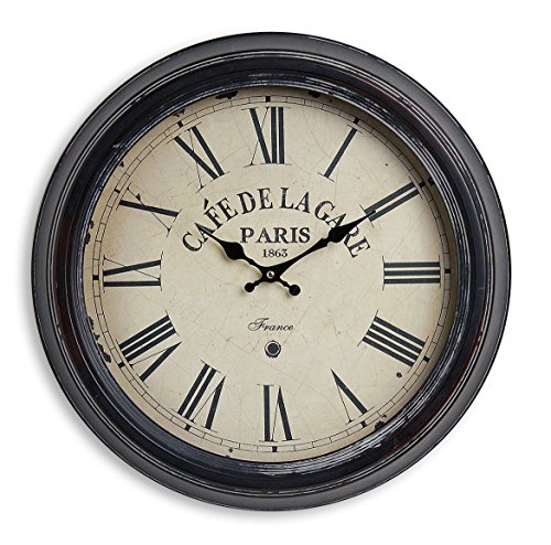 Wanduhr XXL 47cm aus Metall - Motiv: France Frankreich Café de la Gare