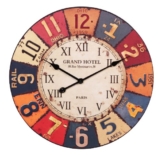 WOHNLING Wanduhr XXL ¯ 60 cm Grand-Hotel Design Küchenuhr Vintage-Look Bahnhofsuhr modern Römische Ziffern mehrfarbig stilvoll Wohndeko Design Wohnzimmeruhr Wanddekoration elegant Designuhr Wohnraumdekoration - 1