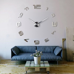 XXL3D Riesige Spiegel Wanduhr Vinyl DIY Ø 130cm Große XXL Wanduhr Design Uhr VIII - 1