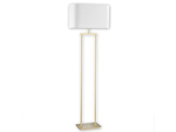 Zeitgemäße Stehleuchte IRING mit LEDs, Messing matt, Schirm eckig weiß 50 x 26cm, Höhe 160 cm, 2x E27 Fassung - 2