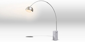 Bogenleuchte Stehleuchte Bogenlampe Marmorfuß weiß VIVIANA Edelstahl Silber Stehlampe - 5