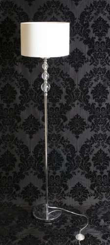Design STEHLEUCHTE PANDORA weiß / zeitloses Design / eleganter Stoffschirm - 1