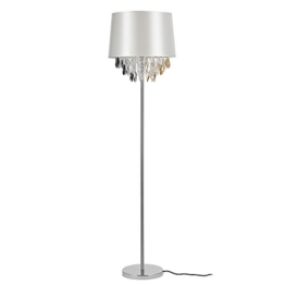 [lux.pro] Stehleuchte Stehlampe (1 x E27 Sockel)(165 cm x Ø 40 cm) Chromfuß + Stoffschirm silber + Kristallbehang Lampe Wohnzimmerlampe Leuchte Standleuchte - 1