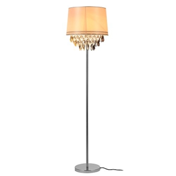 [lux.pro] Stehleuchte Stehlampe (1 x E27 Sockel)(165 cm x Ø 40 cm) Chromfuß + Stoffschirm silber + Kristallbehang Lampe Wohnzimmerlampe Leuchte Standleuchte - 4