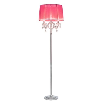 [lux.pro] Stehleuchte Stehlampe (3 x E14 Sockel)(165 cm x 45 cm) Chromfuss + Stoffschirm pink + Kristallbehang Lampe Wohnzimmerlampe Leuchte Standleuchte - 5