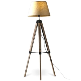 MOJO® Stehlampe Höhenverstellbar Stehleuchte Tripod Lampe Dreifuss (Schirm Beige, Beschläge Schwarz) mq-l63 - 1