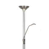 QAZQA Modern LED-Stehleuchte/Stehlampe/Standleuchte/Lampe/Leuchte Stahl/Silber/nickel matt - Diva 2 Dimmer/Dimmbar/Innenbeleuchtung/Wohnzimmer/Schlafzimmer/Küche/Deckenfluter M - 1