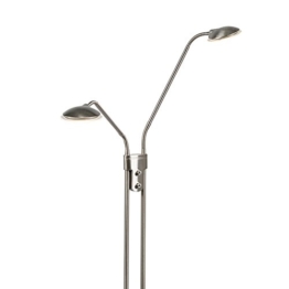 QAZQA Modern Stehlampe Eva 2-flammig Stahl/Silber/nickel matt Dimmer/Dimmbar/Innenbeleuchtung/Wohnzimmer/Schlafzimmer Glas/Metall/Länglich inklusive LED (nicht austauschbare) LED Max. - 1