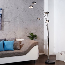 RETRO DESIGN KLASSIKER STEHLAMPE LAMPE FIVE FINGERS space lounge leuchte silber mit Fuß in schwarz - 1