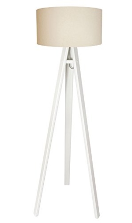 Stehleuchte Jalua F Velours creme & white mit weißem Dreibein aus Holz H: 140cm - 1