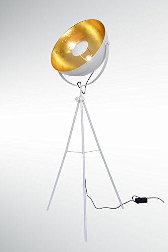 Stehleuchte Standleuchte Studioleuchte Big Alona weiß & gold Retro Dreibein - 2