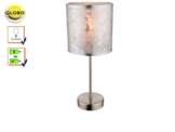 Tisch Leuchte Gästezimmer Lese Lampe silber Stoff Schirm Nacht-Licht schaltbar Globo 15188T - 1