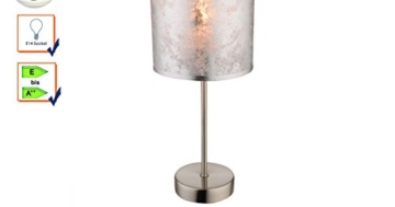 Tisch Leuchte Gästezimmer Lese Lampe silber Stoff Schirm Nacht-Licht schaltbar Globo 15188T - 1