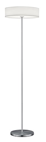 Trio Leuchten 471912401 Lugano A+, LED Stehleuchte, nickel, 24 watts, Integriert, Stoffschirm Weiß, 40 x 40 x 150 cm - 1