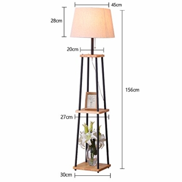 EJYLM Leuchten stehlampe Stehleuchte weiß Schirm E27 aus Eisen und Holz G9 - 2