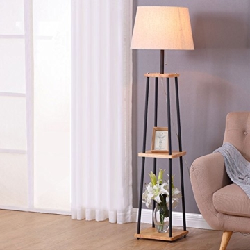 EJYLM Leuchten stehlampe Stehleuchte weiß Schirm E27 aus Eisen und Holz G9 - 4