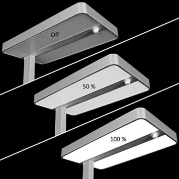 FineBuy LED-Bürostehlampe LIGHT II dimmbar Metall EEK A++ Deckenfluter silber-grau matt | Design Arbeitsplatz Stehlampe 61 x 191 x 34 cm kaltweiß ohne Schirm | Office Standlampe - 4