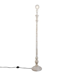 QAZQA Klassisch/Antik/Landhaus/Vintage/Rustikal/Stehleuchte/Stehlampe/Standleuchte/Lampe/Leuchte Classico grau/Innenbeleuchtung/Wohnzimmer/Schlafzimmer/Küche Holz Länglich LE - 1