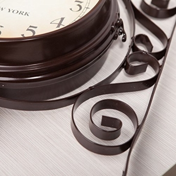 Ailiebhaus Retro Antik Stil Wanduhr Doppelseitige Bahnhofsuhr (Braun) - 3