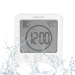 Badezimmeruhr Wasserdichte Dusche Uhr Timer Saugnapf Digital LCD Display Thermometer Hygrometer Silent Wanduhr Timer Küche Badezimmer(Weiß) - 1