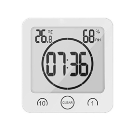 BODECIN Wasserdicht Digitales Badezimmer Dusche Clock mit Großem LCD Display Luftfeuchtigkeit Temperatur Display Timer, Intelligente Touch-Control für Badezimmer Dusche Make-up Cooking - 1