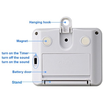 Digitaler Küchentimer Kochen Timer Küchenuhr - XREXS Count Down Up Timer mit Wecker Stoppuhr mit Großen LCD Display und Befestigungsmagnet (Batterie Enthalten) - 4