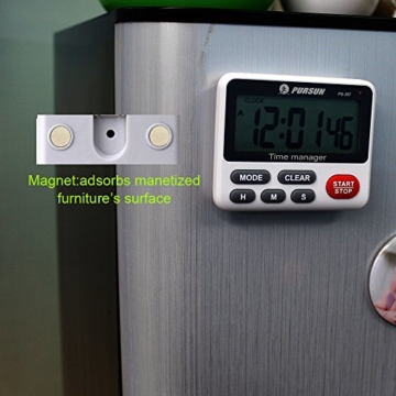 Digitaler Küchentimer Kochen Timer Küchenuhr - XREXS Count Down Up Timer mit Wecker Stoppuhr mit Großen LCD Display und Befestigungsmagnet (Batterie Enthalten) - 5