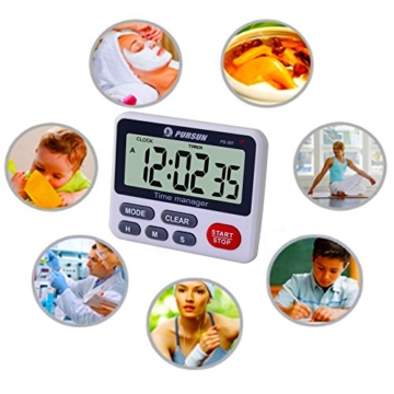 Digitaler Küchentimer Kochen Timer Küchenuhr - XREXS Count Down Up Timer mit Wecker Stoppuhr mit Großen LCD Display und Befestigungsmagnet (Batterie Enthalten) - 7