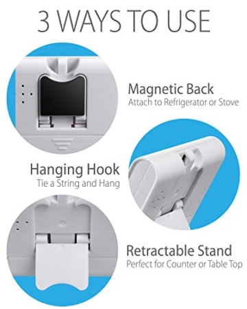 Fosmon Digitale Eieruhr/Elektronische Küchenuhr/Uhr mit Stoppuhr [Magnetisch](2 Stück) mit Großer LCD Digitalanzeige[Lautem Alarm & Einklappbarer Ständer] Kurzzeitmesser Küchen Timer für Kochen, Backen, Braten, Garen - Weiß - 2
